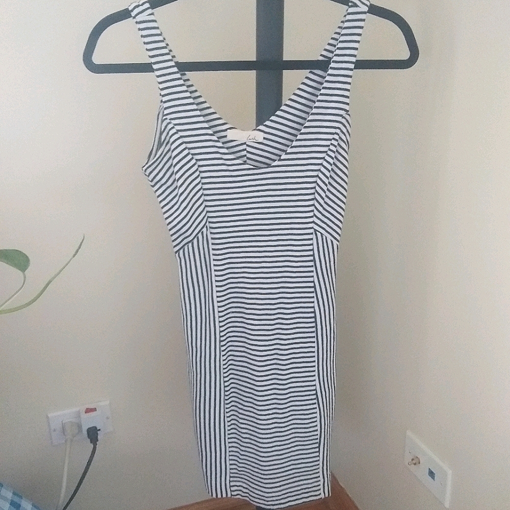 Lush navy & cream striped tank dress
